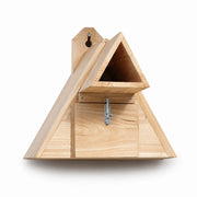Vogelhuisje driehoekig van hout met ingang open — foto 2