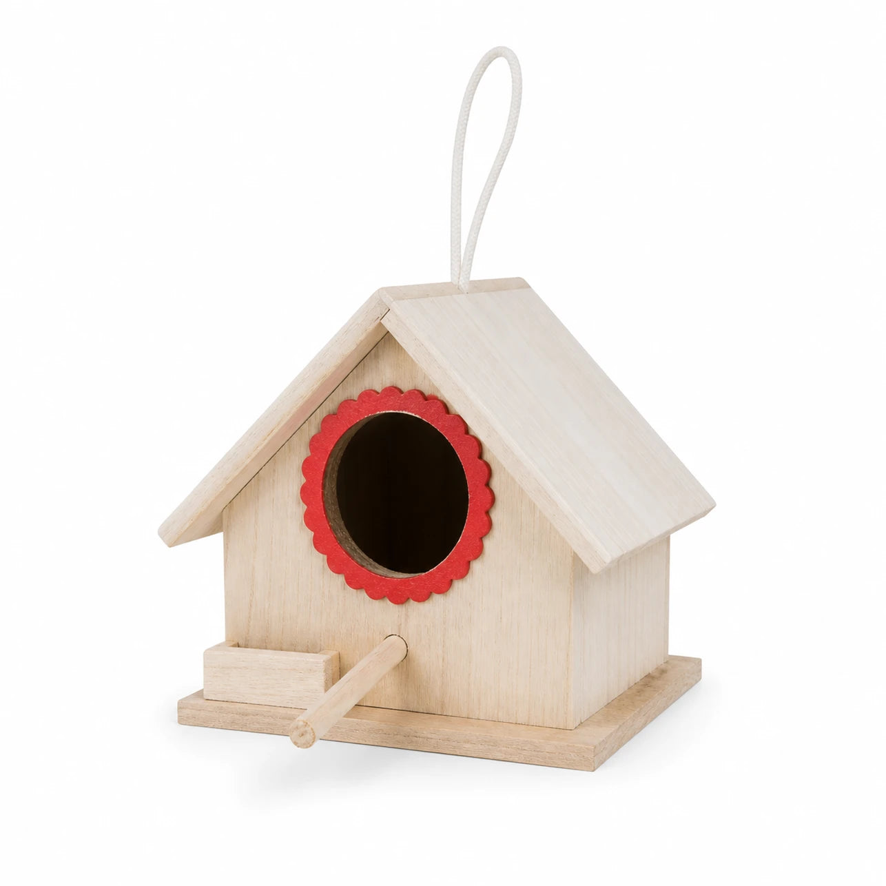 Hangend vogelhuisje van grenen rood — foto 2