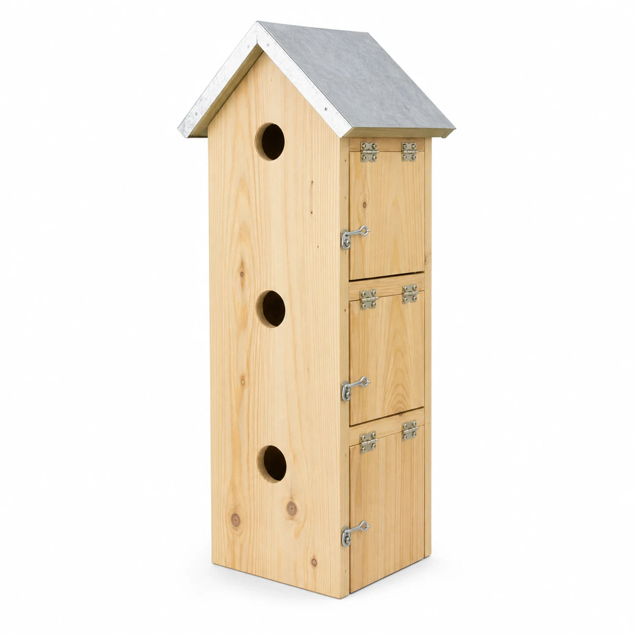Vogelhuisje met meerdere vakken van grenen met zinken dak formaat 19,5 × 17 × 51 cm — foto 2