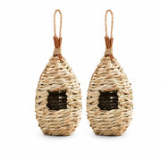 Set van 2 vogelhuisjes hangend beige formaat 11,5 × 22 cm — foto 2
