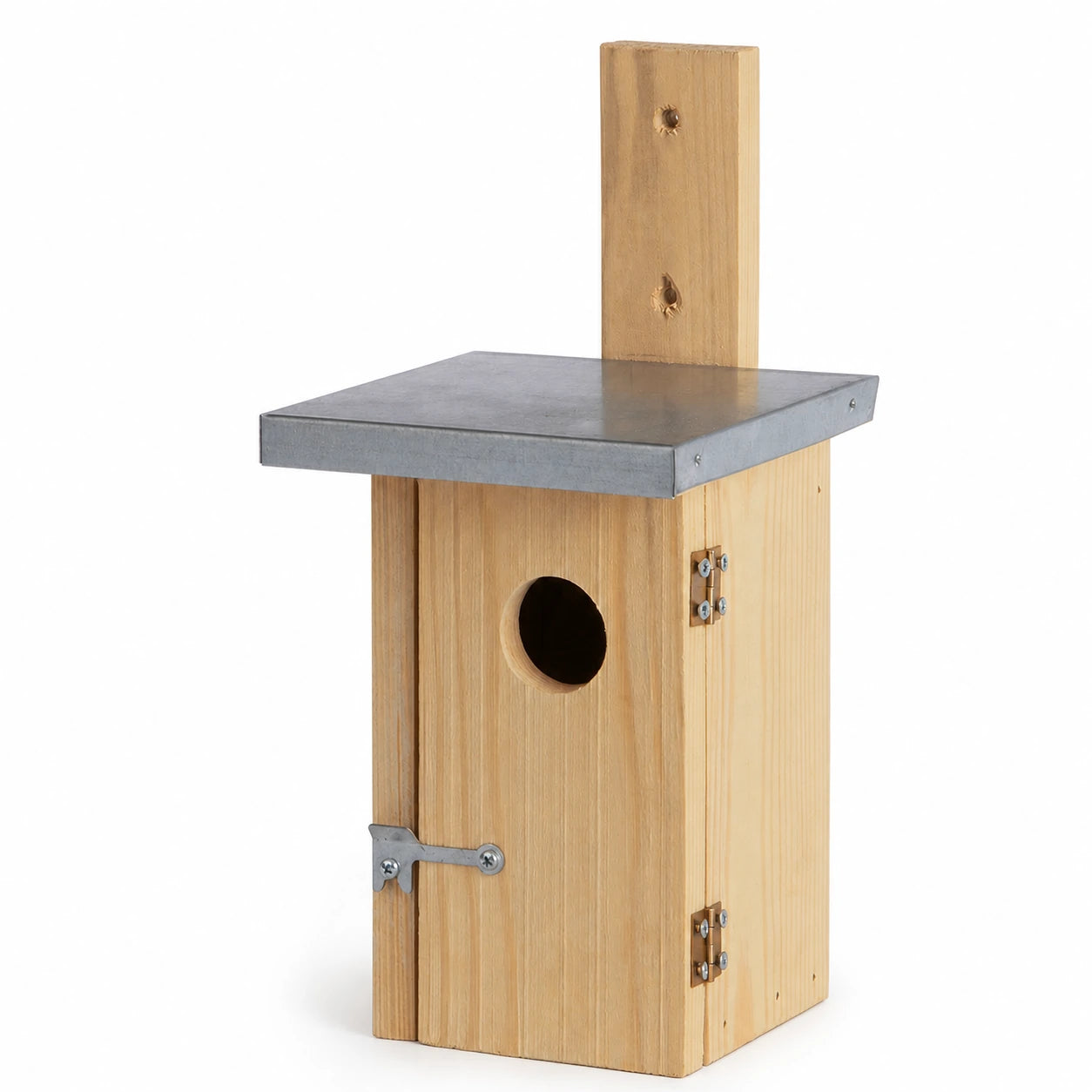 Houten vogelhuisje natuurlijk met zinken dak 30 mm — foto 2