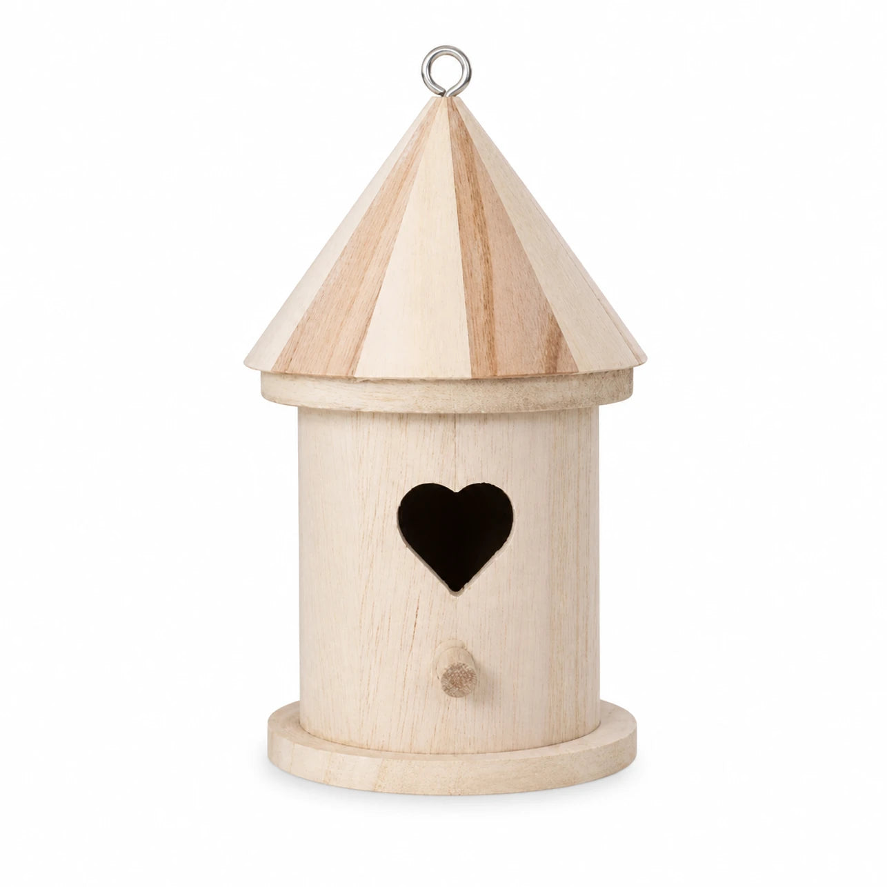 Vogelhuisje cilindrisch van hout met ingang hart — foto 2