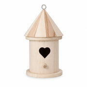 Vogelhuisje cilindrisch van hout met ingang hart — foto 2