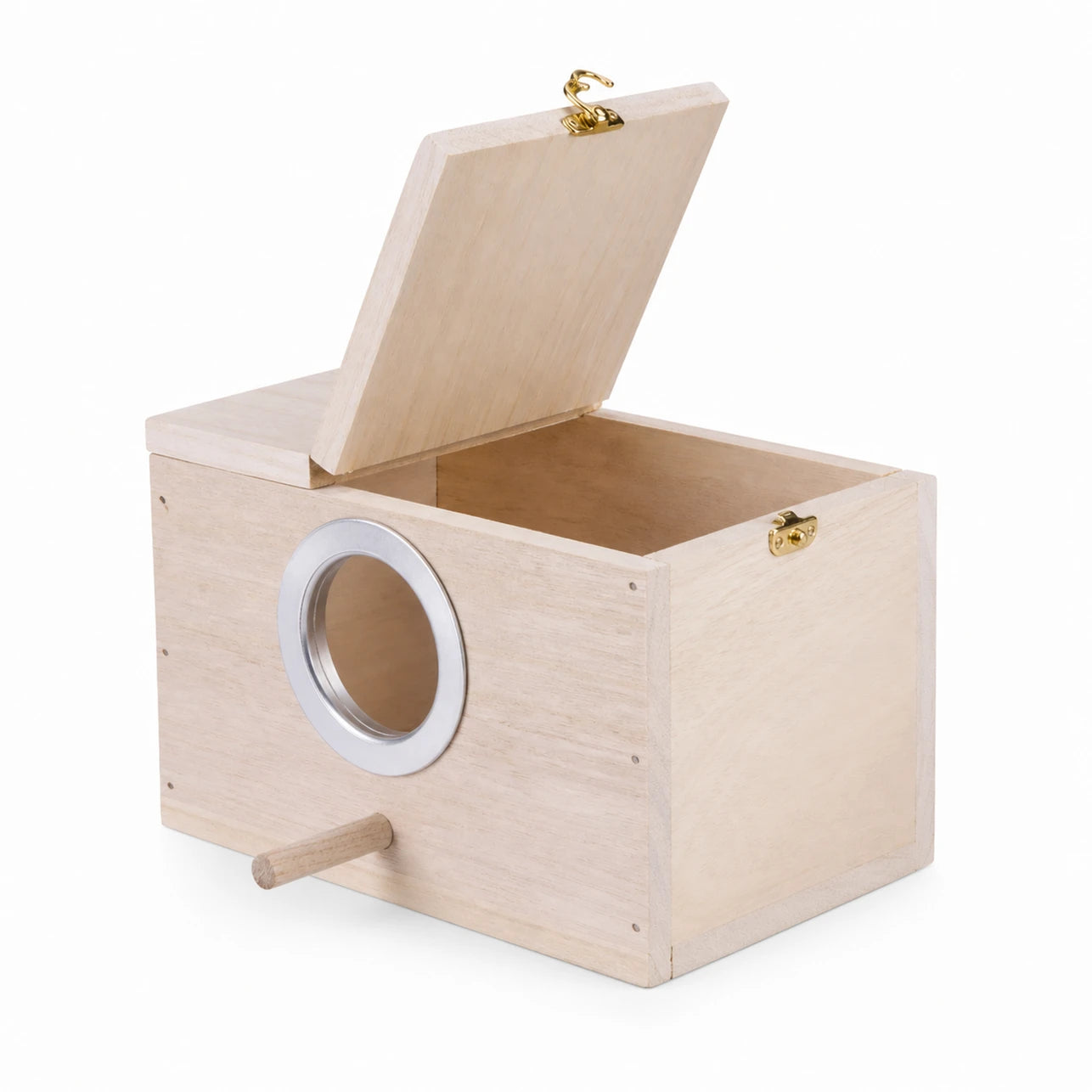 Houten vogelhuisje beige formaat 12 × 12 × 19,5 cm — foto 2
