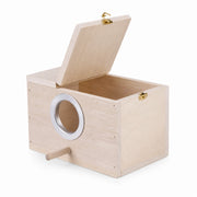 Houten vogelhuisje beige formaat 12 × 12 × 19,5 cm — foto 2