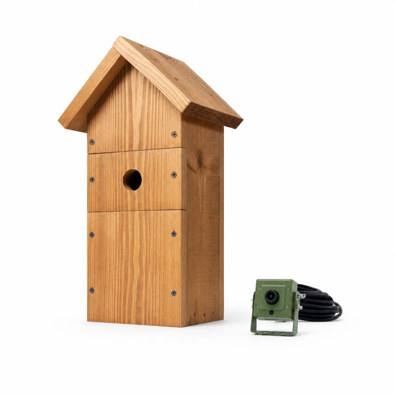Vogelhuisje handgemaakt van hout bruin formaat 44 × 44 × 33 mm — foto 2