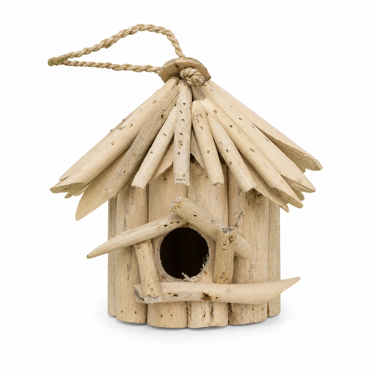 Hangend vogelhuisje van hout beige formaat 19 × 19 × 20 cm — foto 2