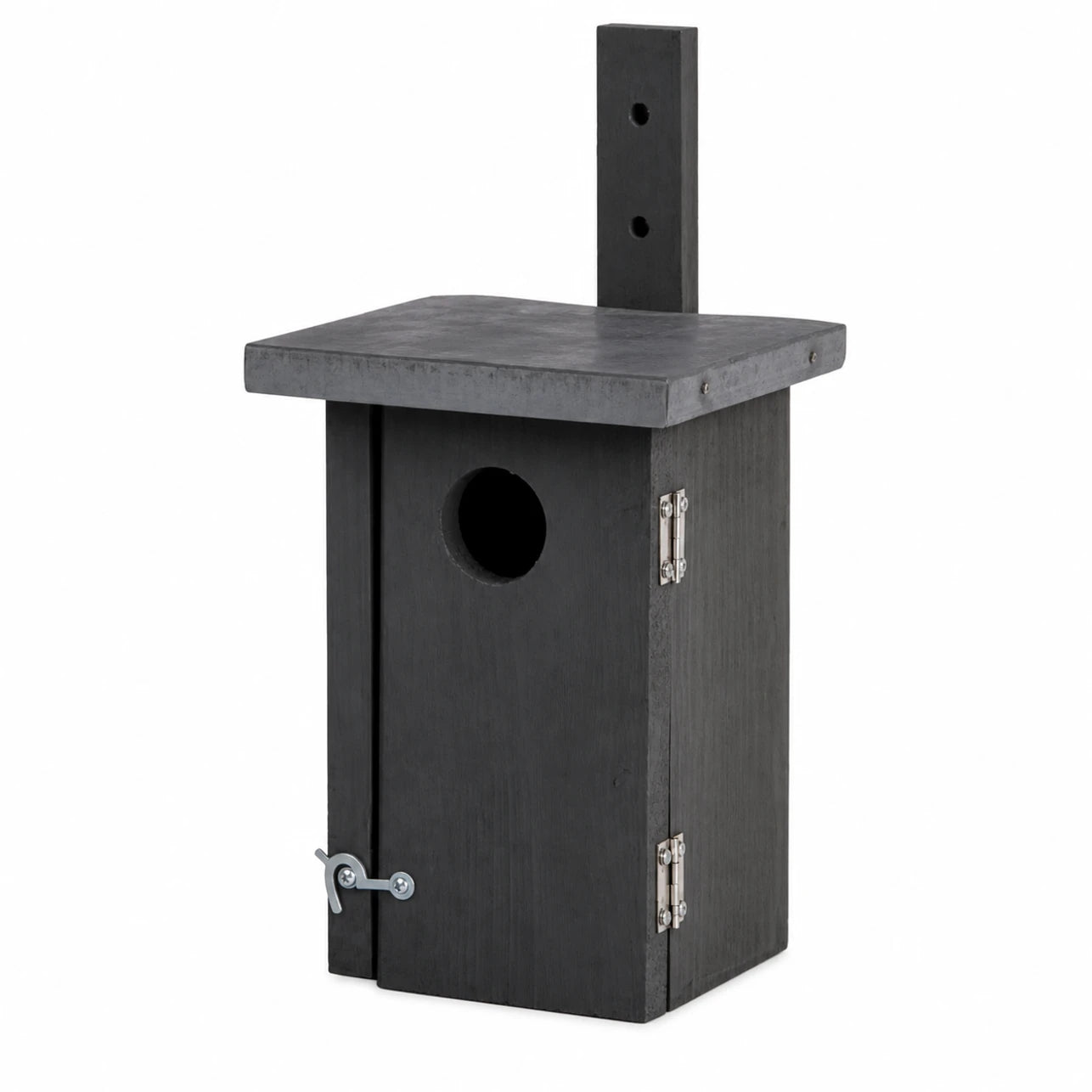 Houten vogelhuisje met zinken dak grijs — foto 2