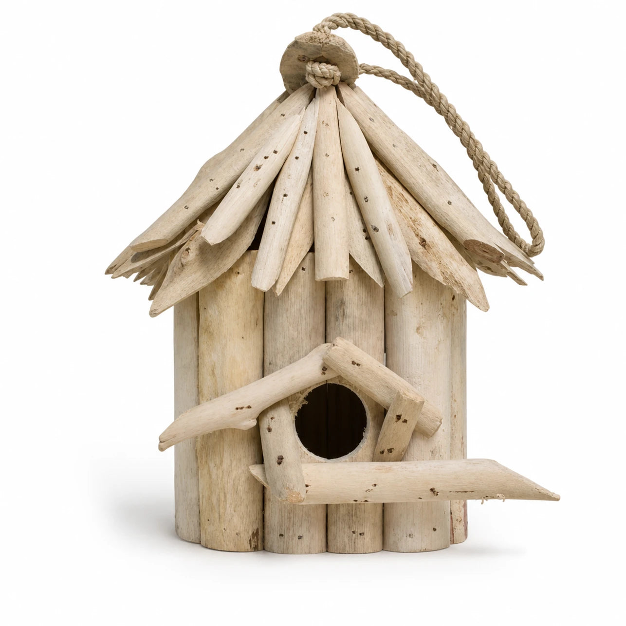 Hangend vogelhuisje van hout beige formaat 20 × 17 × 24 cm — foto 2