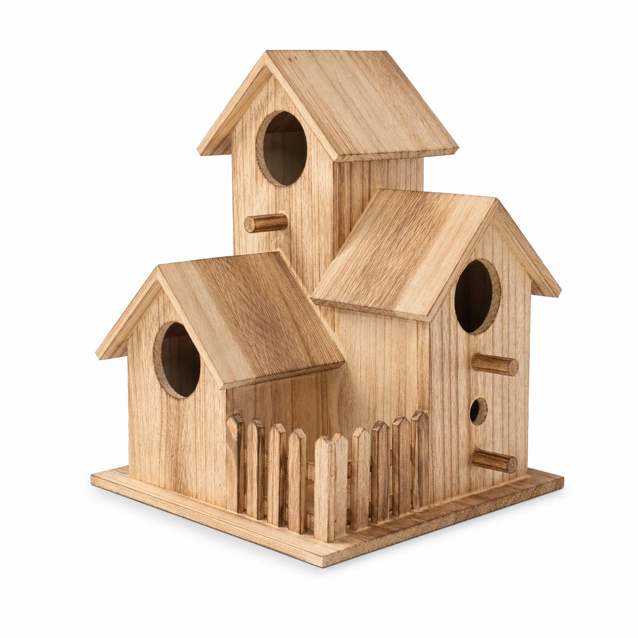 Set van 3 vogelhuisjes van hout bruin — foto 2