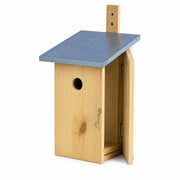 Vogelhuisje observatie van hout met zinken dak blauw formaat 22 × 17 × 39 cm — foto 2
