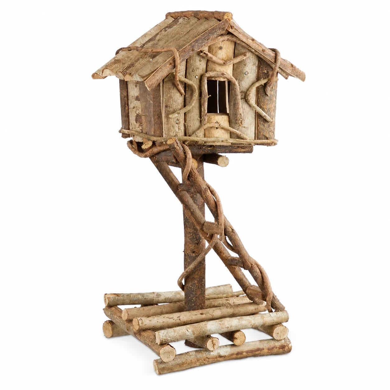 Vogelhuisje decoratief van hout non behandeld — foto 2