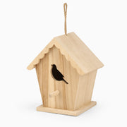 Houten vogelhuisje met dak geschulpt en voorkant cut-out — foto 3
