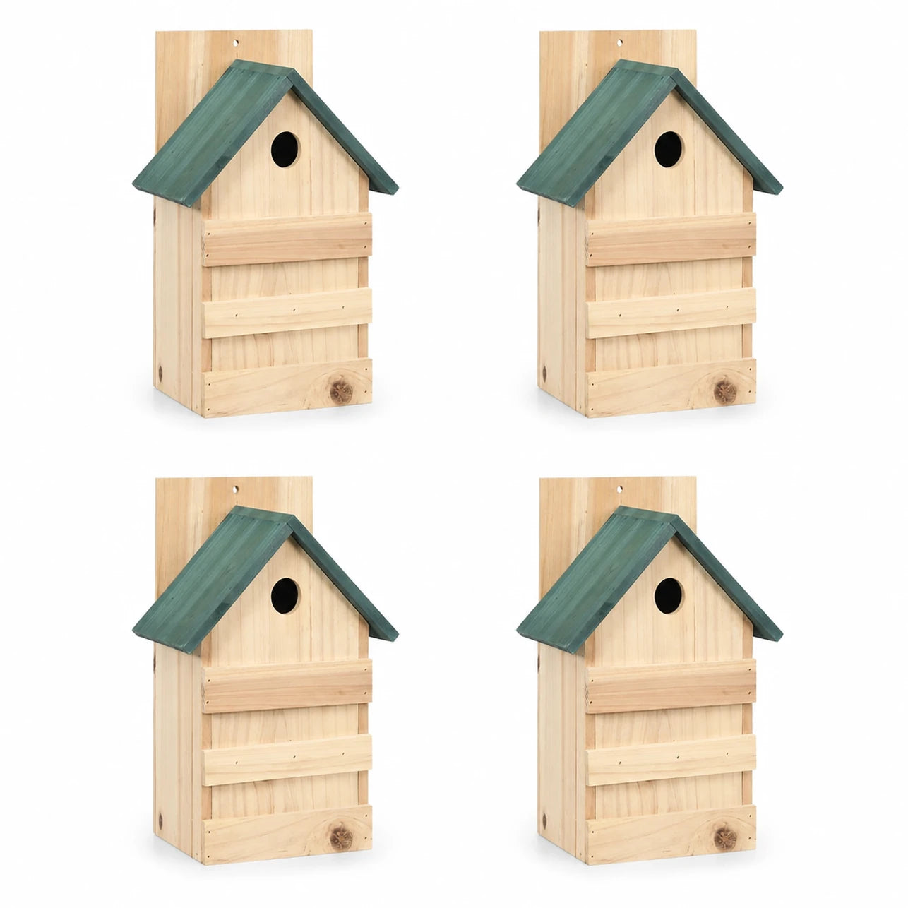 Set van 4 vogelhuisjes observatie van spar met groendak beige formaat 23 × 19 × 33 cm — foto 3
