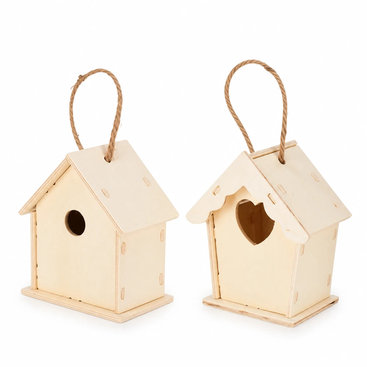 Set van 2 vogelhuisjes hangend van hout met ingangen gemengd — foto 3