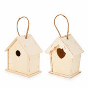 Set van 2 vogelhuisjes hangend van hout met ingangen gemengd — foto 3