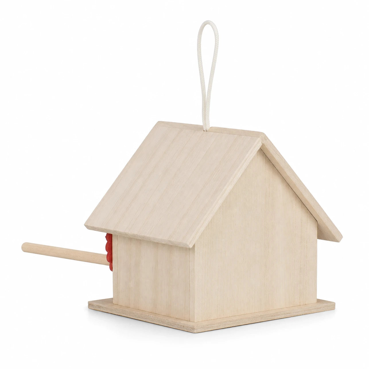Hangend vogelhuisje van grenen rood — foto 3