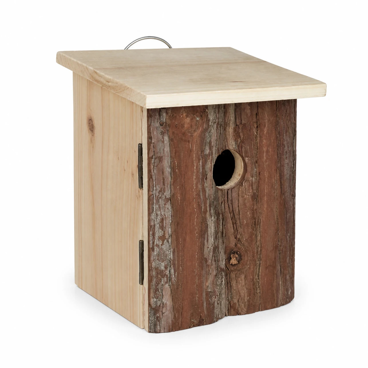 Vogelhuisje rustiek van hout met voorkant schors — foto 3