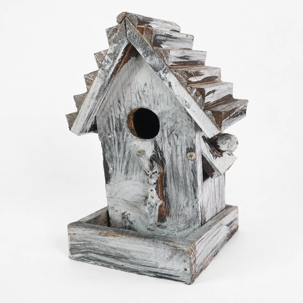 Houten vogelhuisje grijs formaat 14 × 13 × 24 cm — foto 3