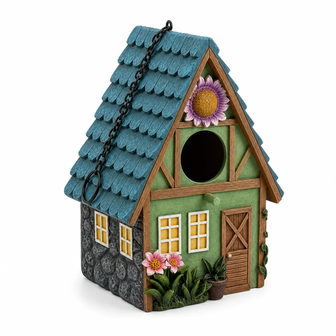 Hangend vogelhuisje groen stijl chalet — foto 3