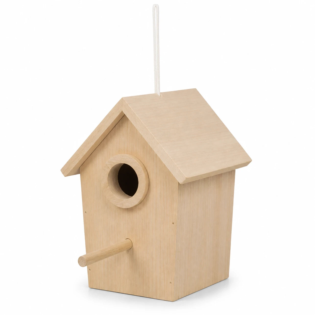 Houten vogelhuisje met zij open en zitstok — foto 3