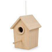 Houten vogelhuisje met zij open en zitstok — foto 3
