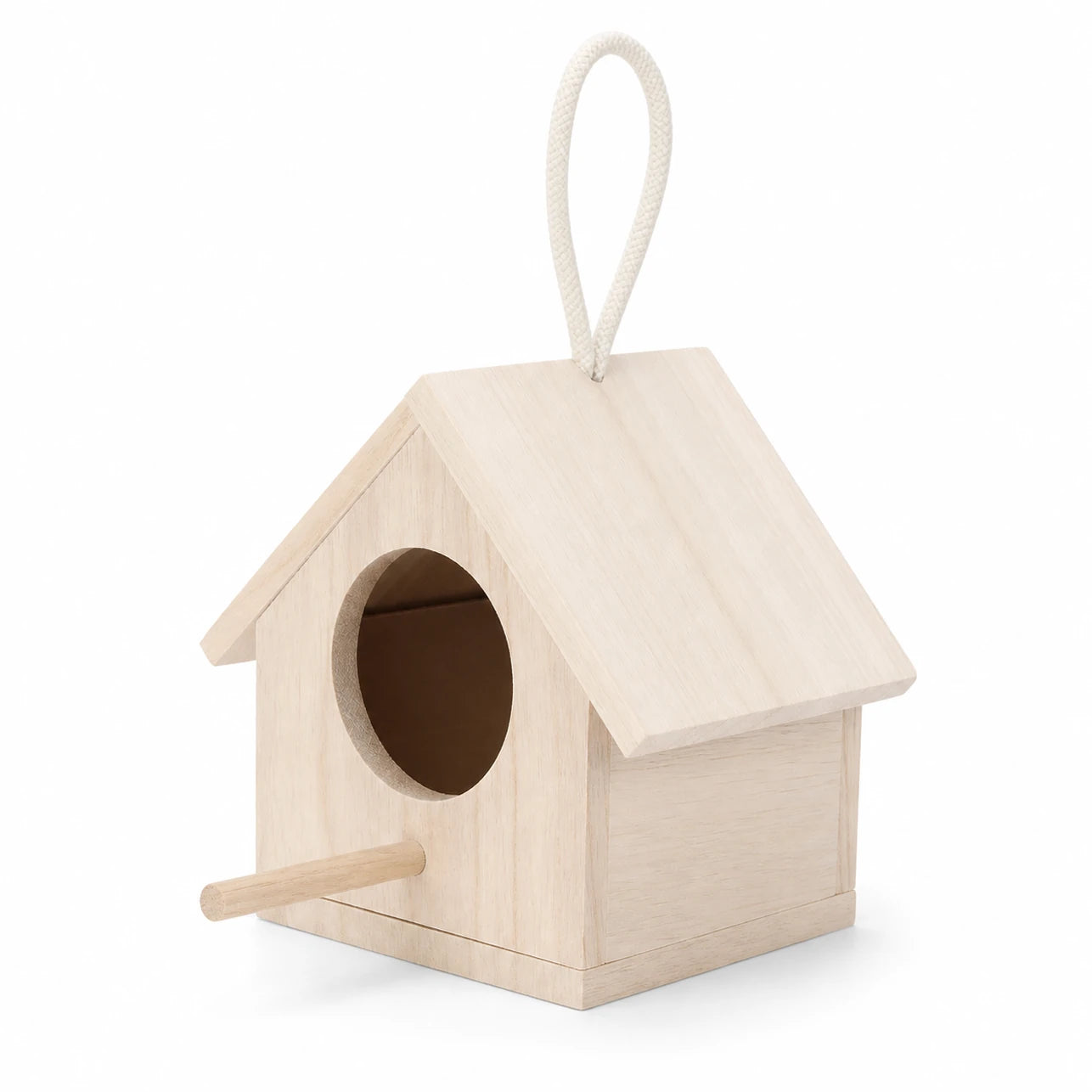 Hangend vogelhuisje van hout licht met voorkant gegraveerd — foto 3