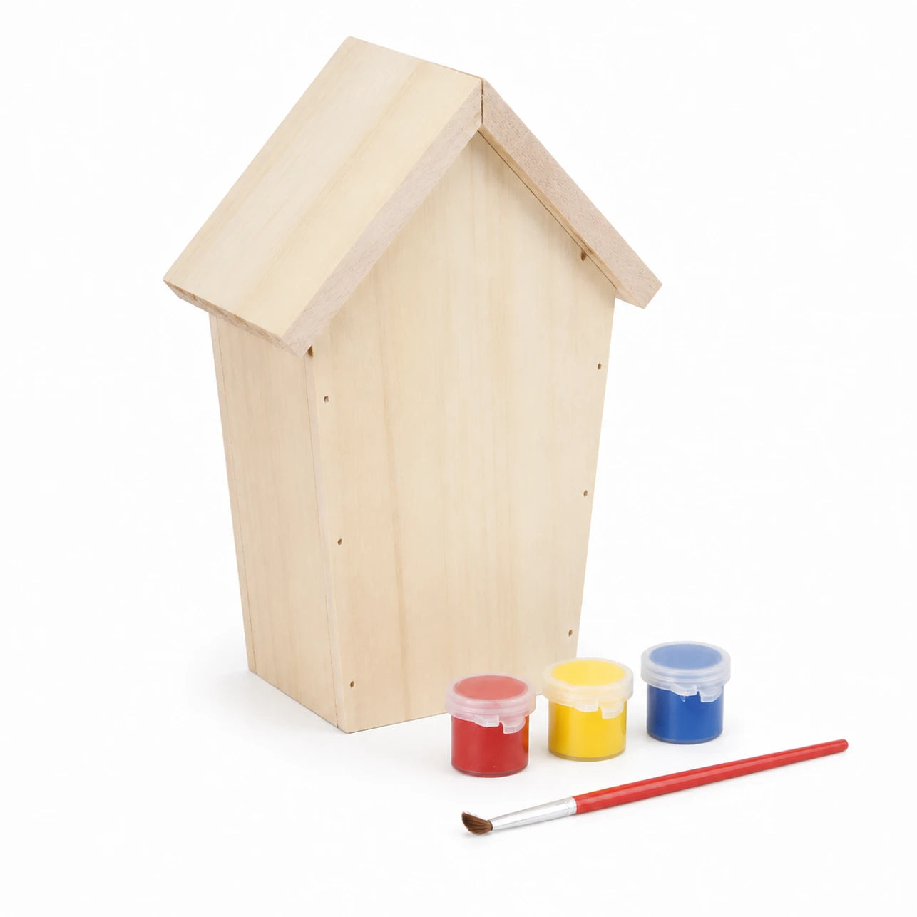 Houten vogelhuisje blauw / geel — foto 3
