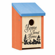 Vogelhuisje decoratief van hout oranje met dak blauw — foto 3