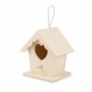 Hangend vogelhuisje van hout beige — foto 3