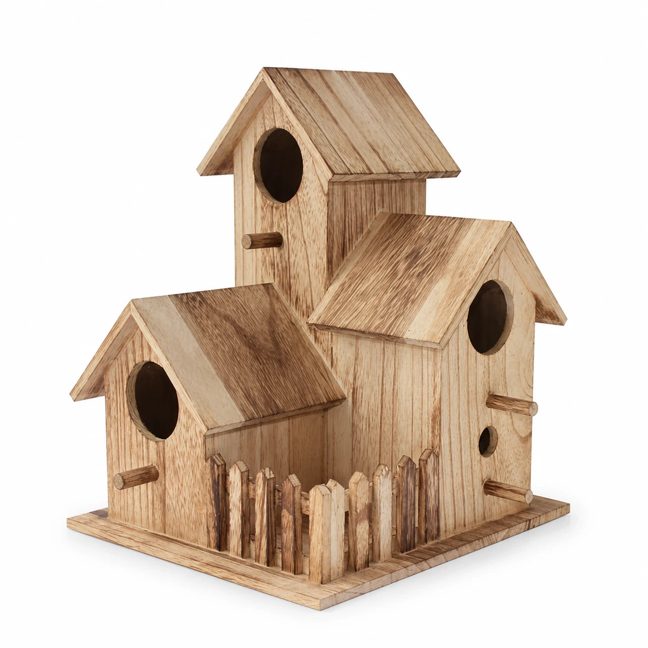 Set van 3 vogelhuisjes van hout bruin — foto 3