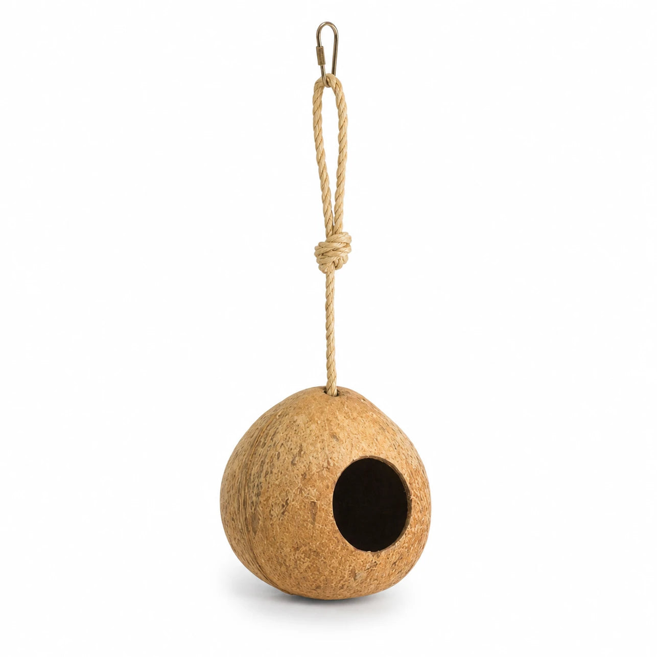 Hangend vogelhuisje van kokosnoot met ingang rond — foto 3