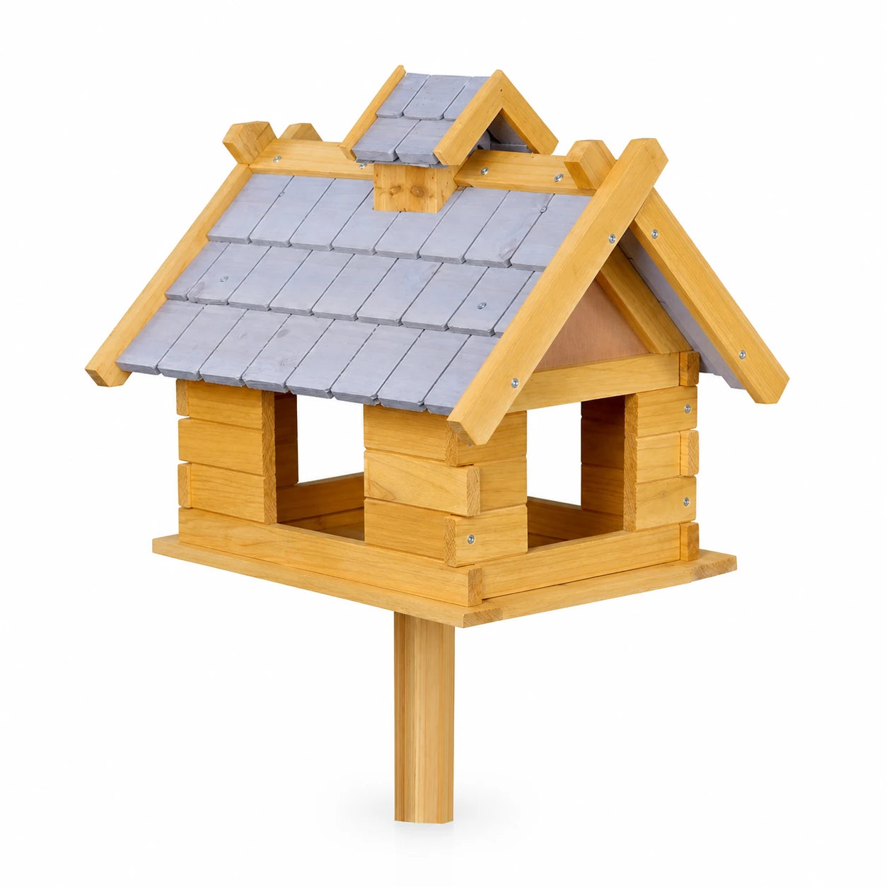 Houten vogelhuisje grijs voor vogels — foto 3