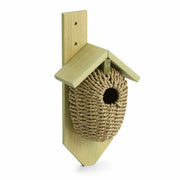 Houten vogelhuisje en seagrass groen formaat 15,2 × 10,2 × 26,2 cm — foto 3
