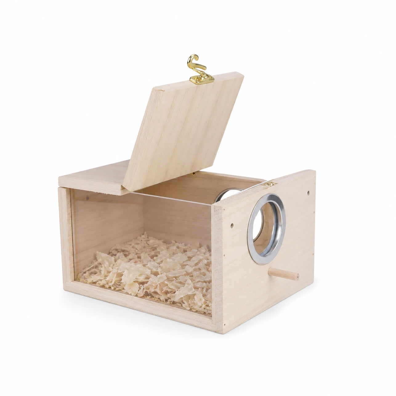 Houten vogelhuisje beige formaat 12 × 12 × 19,5 cm — foto 3