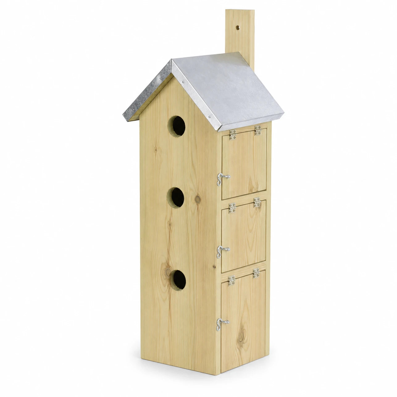 Vogelhuisje met meerdere vakken van grenen met zinken dak formaat 19,5 × 17 × 51 cm — foto 3