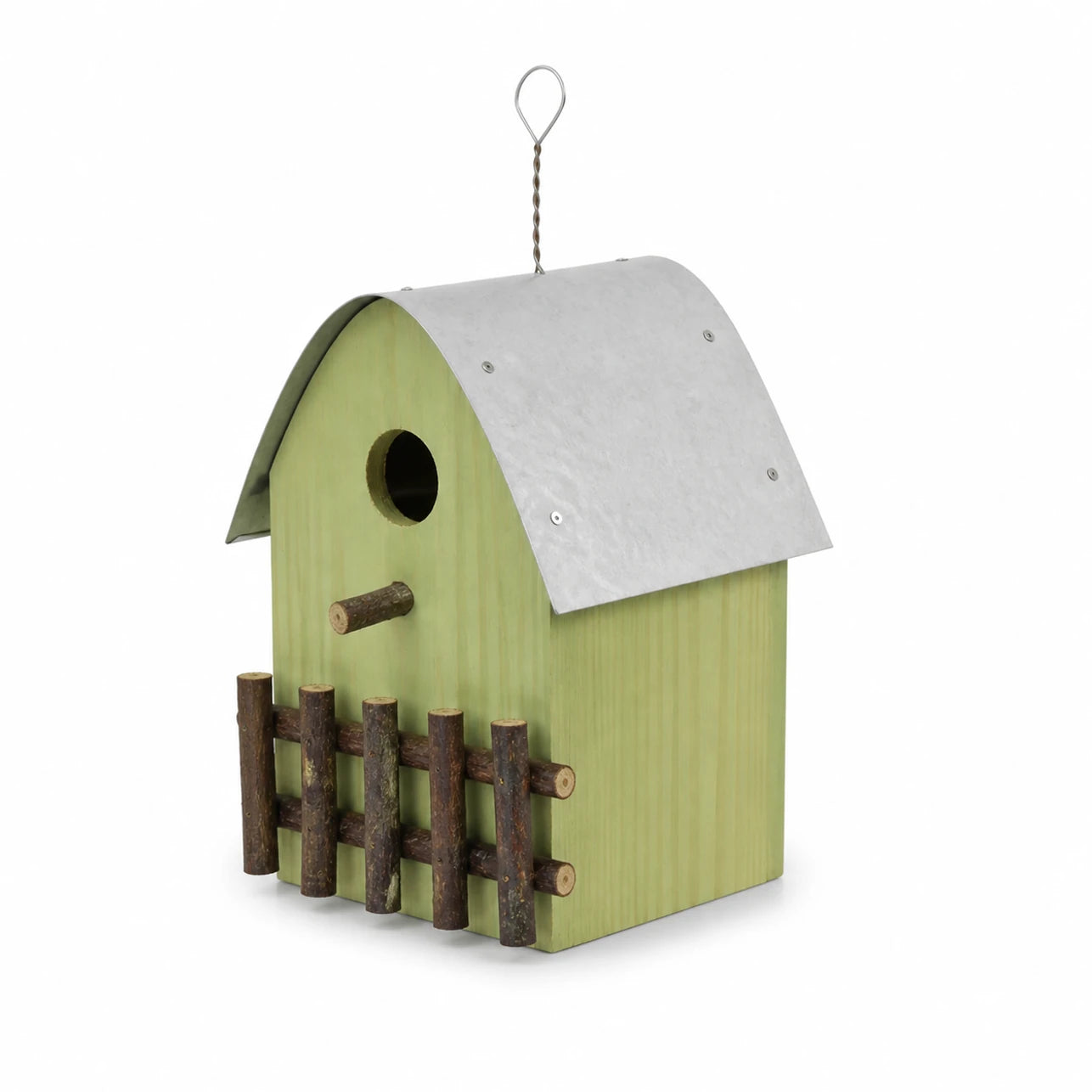 Houten vogelhuisje groen formaat 22,2 × 15 × 20 cm — foto 3