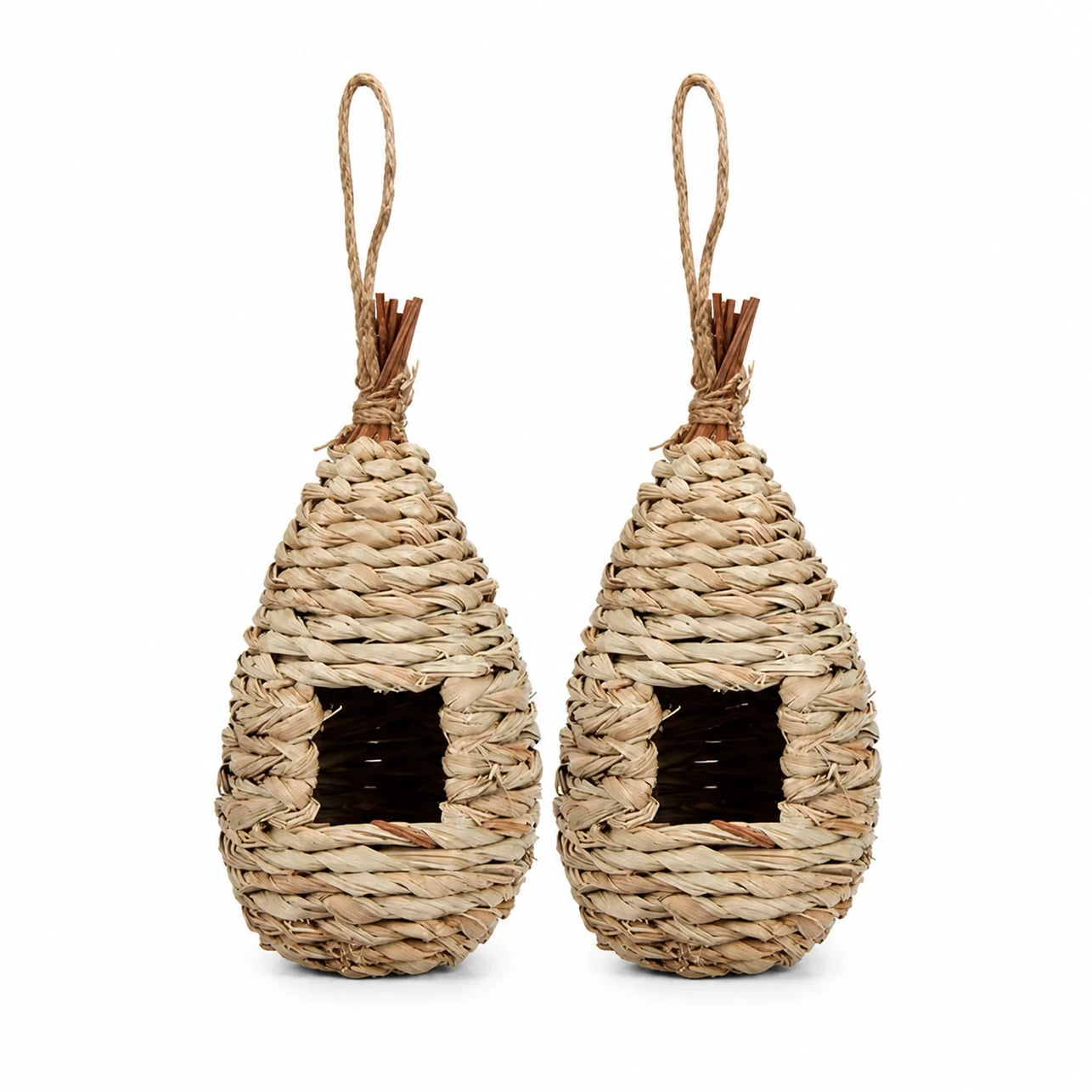 Set van 2 vogelhuisjes hangend beige formaat 11,5 × 22 cm — foto 3
