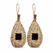 Set van 2 vogelhuisjes hangend beige formaat 11,5 × 22 cm — foto 3