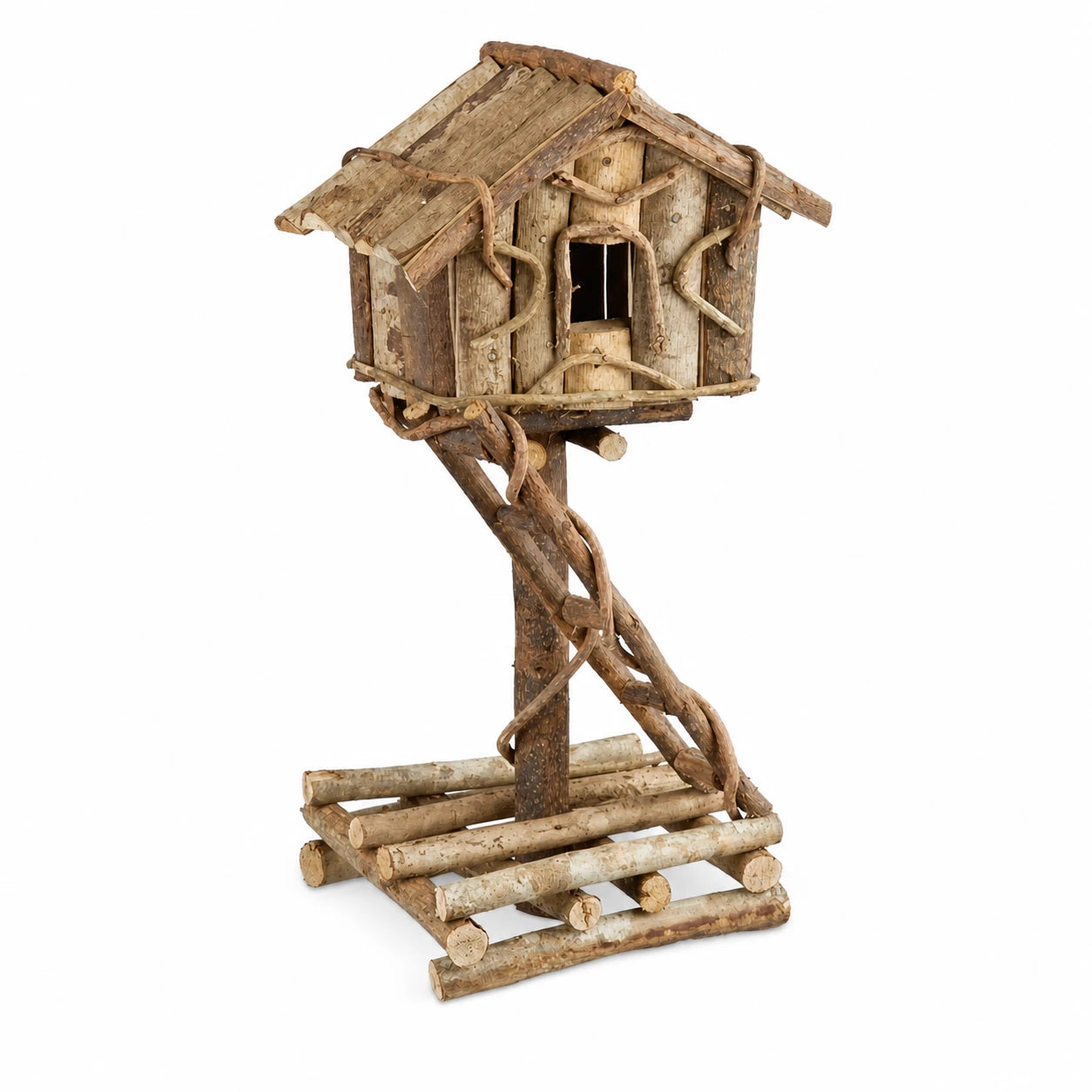 Vogelhuisje decoratief van hout non behandeld — foto 3