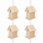 Set van 4 vogelhuisjes hangend van hout licht — foto 3