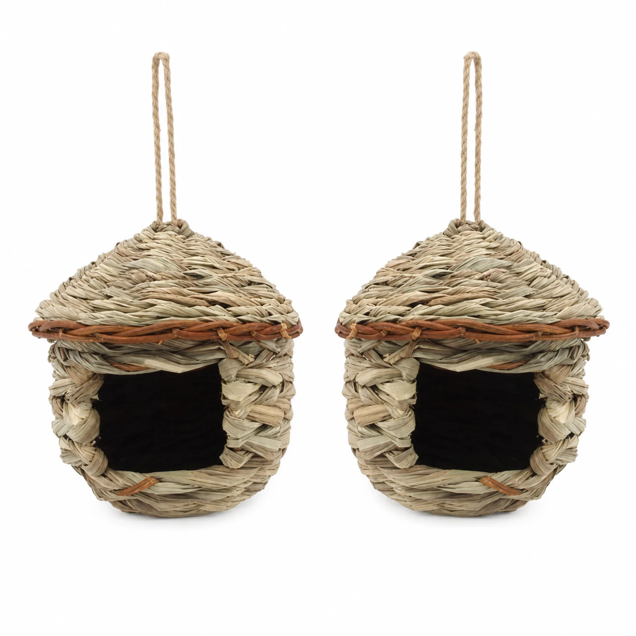 Set van 2 vogelhuisjes hangend beige formaat 15 × 15 cm — foto 3