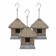 Set van 3 vogelhuisjes van wilg bruin — foto 3