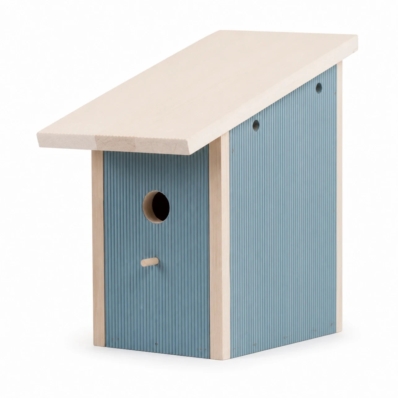 Houten vogelhuisje blauw formaat 19,9 × 18,5 × 26 cm — foto 3