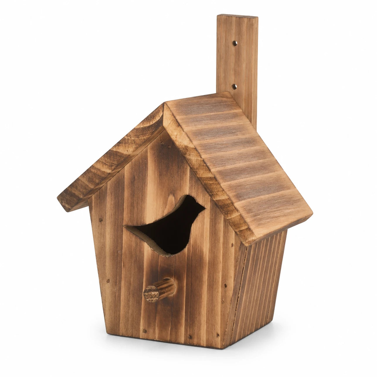 Vogelhuisje van gebrand hout met ingang breed — foto 3
