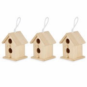 Set van 3 vogelhuisjes van hout beige — foto 3