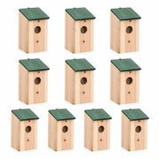 Set van 10 vogelhuisjes van spar groen formaat 12 × 12 × 22 cm — foto 3