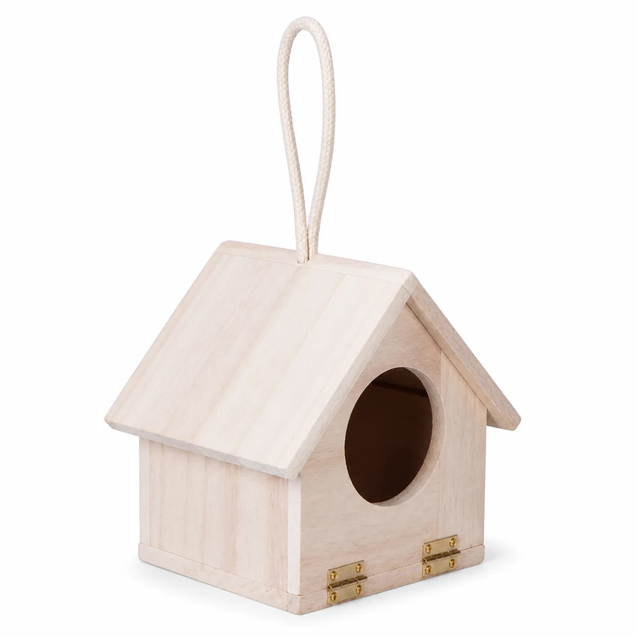 Hangend vogelhuisje van hout licht met voorkant opening — foto 3