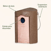 Vogelhuisje afgerond hangend van houtbeton 45 mm — foto 4