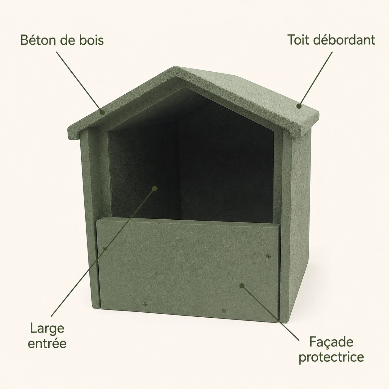 Vogelhuisje van beton met open voorkant — foto 4